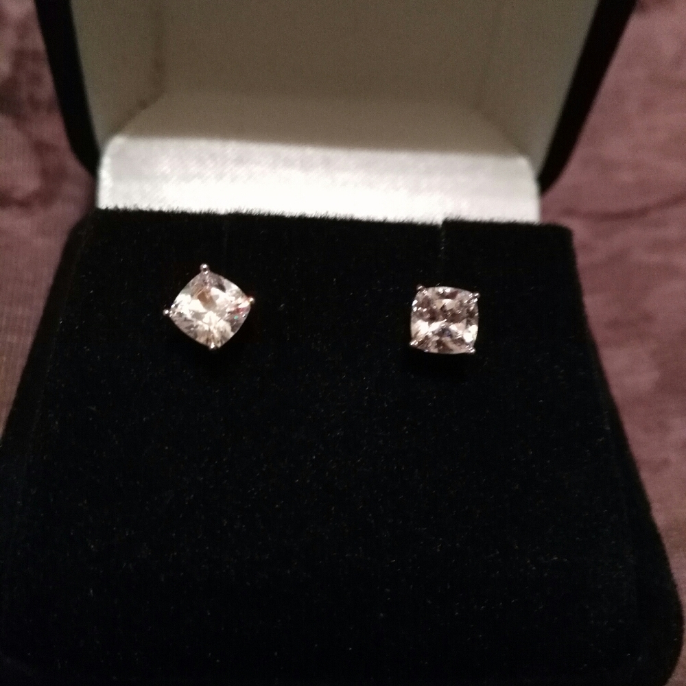 QVC Diamonique® Sterling Silver *Rare* Cushion Cut Stud Earrings 1ct
